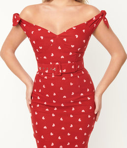 Red and Light Pink Heart Connie Wiggle Dress- 1 LEFT!