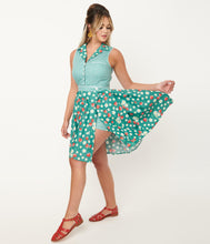 Load image into Gallery viewer, Green Strawberry Floral Print Collins Wrap Swing Skirt
