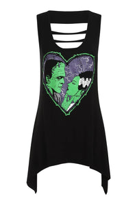 Made For Each Other Cut Out Frankenstein and Bride Top