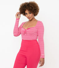 Load image into Gallery viewer, Hot Pink Stripe Maxine Top
