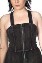 Load image into Gallery viewer, Black Denim Zippered Mini Dress
