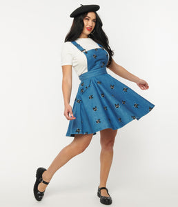 Blue Denim & Cats Brionne Pinafore Skirt