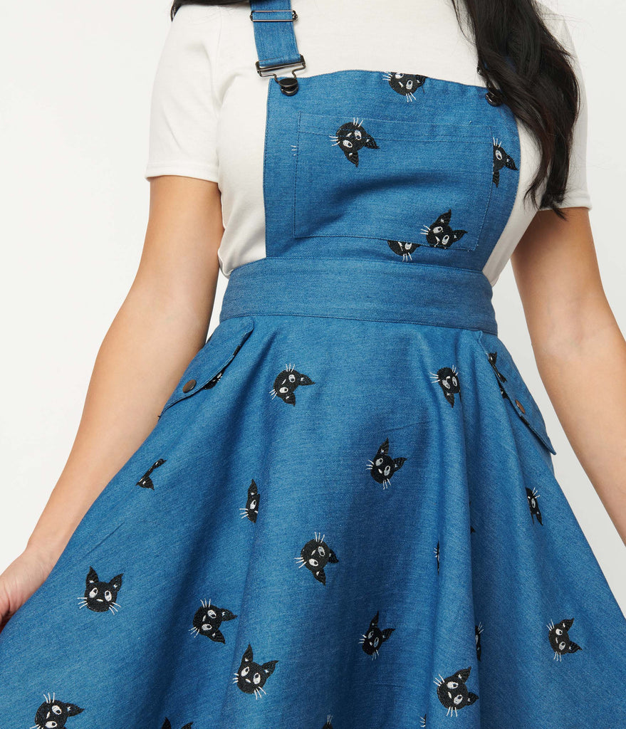 sachin and babi light blue dress Next Embroidered denim pinafore dress 12-18m – Sweet Pea Preloved Clothes main image 1