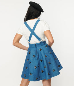 Blue Denim & Cats Brionne Pinafore Skirt