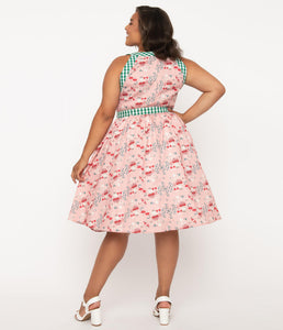 Pink and Mushroom Print Maxine Swing Dress