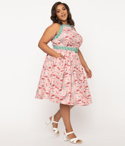 Pink and Mushroom Print Maxine Swing Dress