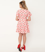 Load image into Gallery viewer, Pink and Cherry Print Poppy Fit and Flare Dress
