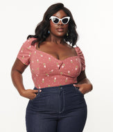 Rose and Tulip Print Sweetheart Nora Top