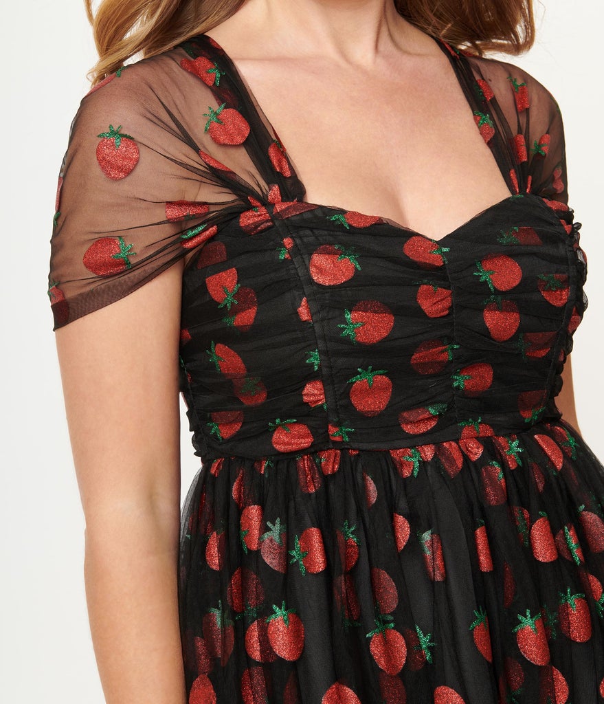Black and Glitter Strawberry Print Heart and Soul Babydoll Dress Pink House Boutique Black and Glitter Strawberry Print Heart and Soul Babydoll Dress Pink House Boutique
