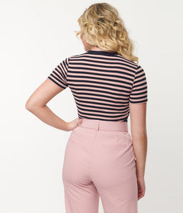 Pink and Navy Striped Back to Basics Tee