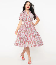 Load image into Gallery viewer, Lavender and Cherry Print Springfield Swing Dress
