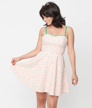 Load image into Gallery viewer, Pink and Rainbow Plaid Follow Your Heart Fit and Flare Dress
