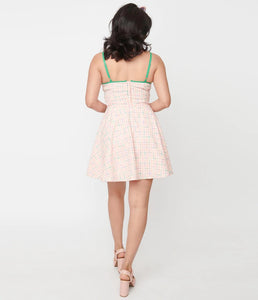 Pink and Rainbow Plaid Follow Your Heart Fit and Flare Dress