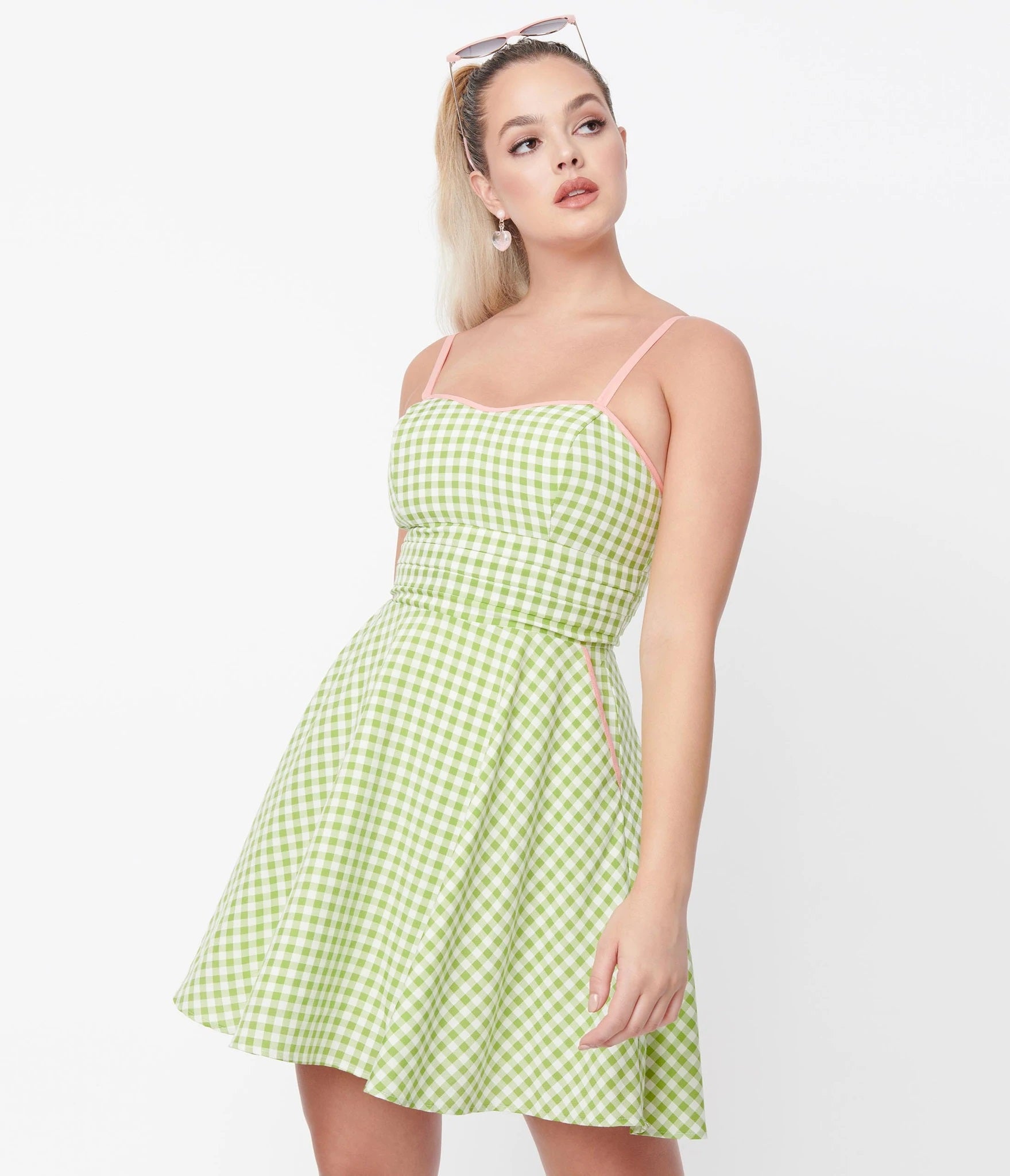 Green Gingham Follow Your Heart Fit and Flare Dress Pink House Boutique Green Gingham Follow Your Heart Fit and Flare Dress Pink House Boutique