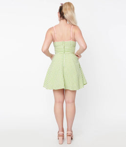 Green Gingham Follow Your Heart Fit and Flare Dress