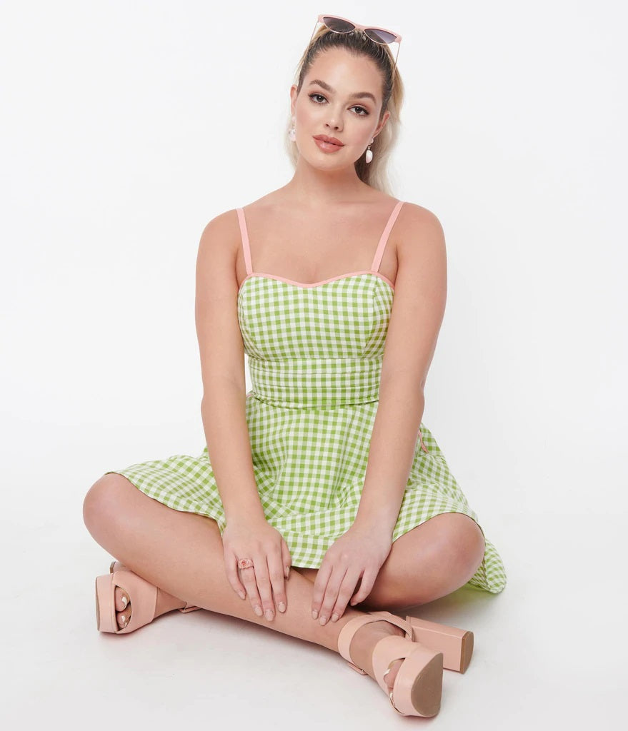 Green Gingham Follow Your Heart Fit and Flare Dress Pink House Boutique Green Gingham Follow Your Heart Fit and Flare Dress Pink House Boutique