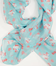 Load image into Gallery viewer, Hello Kitty Mint and Gingham Hearts Hair Scarf

