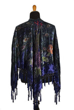 Load image into Gallery viewer, Juno Purple Velvet Beaded Peacock Open Poncho Shawl

