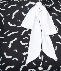 Black and White Contrast Bats Power Play Blouse