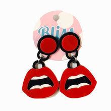 Load image into Gallery viewer, Red Open Mouth Acrylic Statement Earrings
