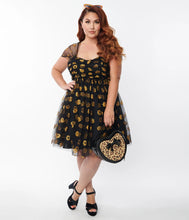Load image into Gallery viewer, Black and Glitter Pumpkins Heart and Soul Babydoll Dress
