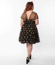 Load image into Gallery viewer, Black and Glitter Pumpkins Heart and Soul Babydoll Dress
