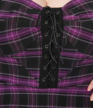 Load image into Gallery viewer, Purple Plaid Corset Flare Dress
