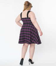 Load image into Gallery viewer, Purple Plaid Corset Flare Dress
