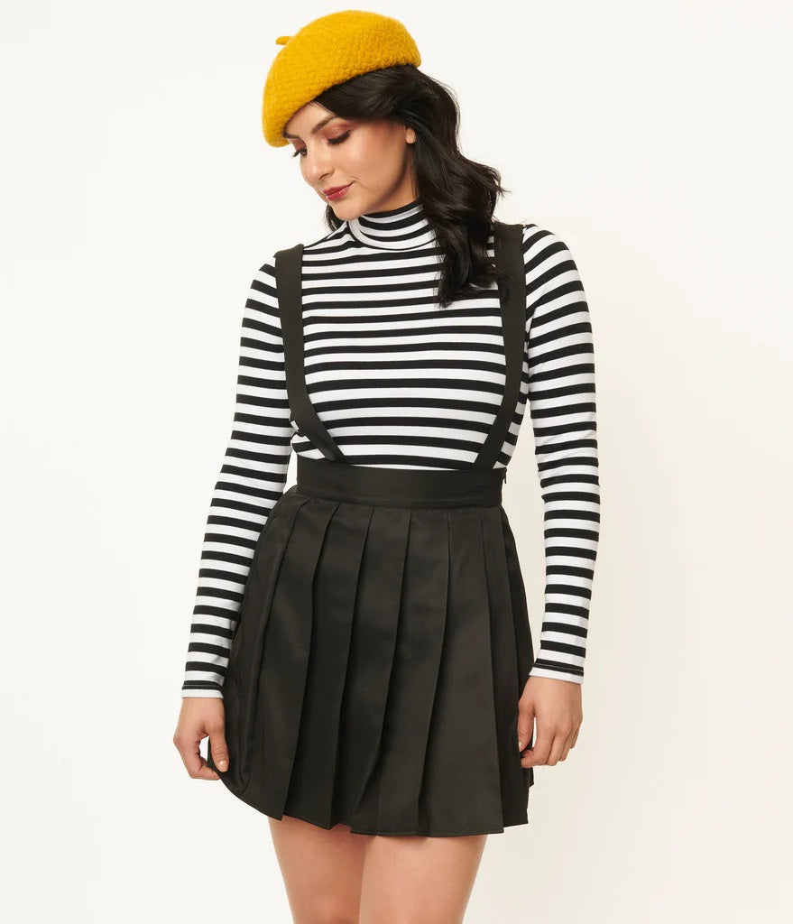 Black Pleated Suspender Skirt – Pink House Boutique