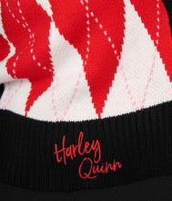 Load image into Gallery viewer, Black and Red Argyle XOXO Harley Quinn Cardigan
