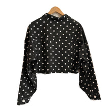 Load image into Gallery viewer, Black and White Polka Dot Denim Jacket
