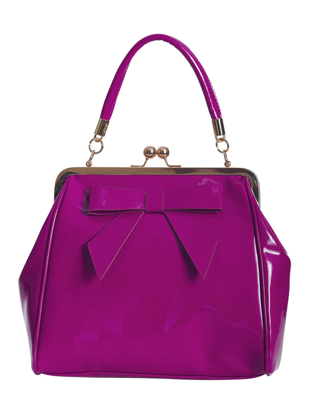 Fuchsia Pink Classic Retro Bow Kisslock Handbag
