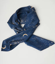 Load image into Gallery viewer, Navy and Golden Galaxy Print Hair Scarf
