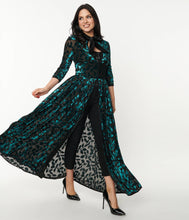 Load image into Gallery viewer, Teal Green Devore Velvet Tallullah Duster- LAST ONE SIZE SMALL
