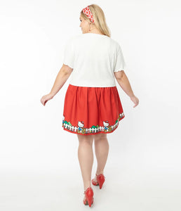 Hello Kitty Red Bicycle Border Print Mini Skirt