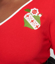 Load image into Gallery viewer, Red and White Ornament Dandy Cardigan
