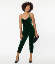 Load image into Gallery viewer, Emerald Velvet Cropped Jumpsuit, Small-4XL
