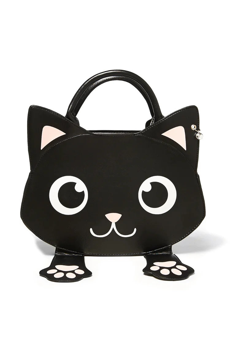 Faux Leather Black Cat Backpack Purse with Interactive Magnetic Peek-a-Boo Paws Black Cat Bagpack of Tricks Backpack by Banned Alternative  main image 4
