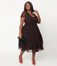 Load image into Gallery viewer, Black &amp; Red Hearts Garden State Swing Dress

