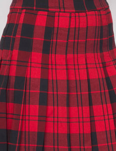 Red Plaid Pleated Mini Skirt