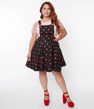 Load image into Gallery viewer, Black &amp; Red Hearts Brionne Pinafore Skirt
