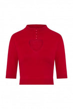 Load image into Gallery viewer, Shirley Red Button Keyhole Cropped Jumper
