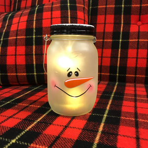 Snowman Firefly Light Up Mason Jar
