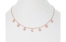 Load image into Gallery viewer, Delicate Pave Moon and Star Charms Necklace- More finishes available!
