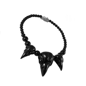Corvid Skull Acrylic Necklace- Black