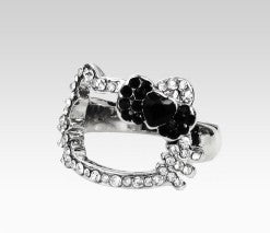 hello kitty outline ring black bow