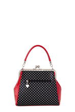 Load image into Gallery viewer, Red and Black and White Polka Dot Classic Retro Bow Kisslock Handbag
