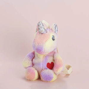 Pink Tie Dye Plushie Heart Unicorn Backpack