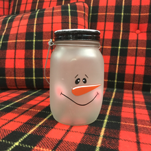 Load image into Gallery viewer, Snowman Firefly Light Up Mason Jar
