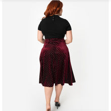 Load image into Gallery viewer, Velvet Wine and Silver Polka Dot Vivian Skirt
